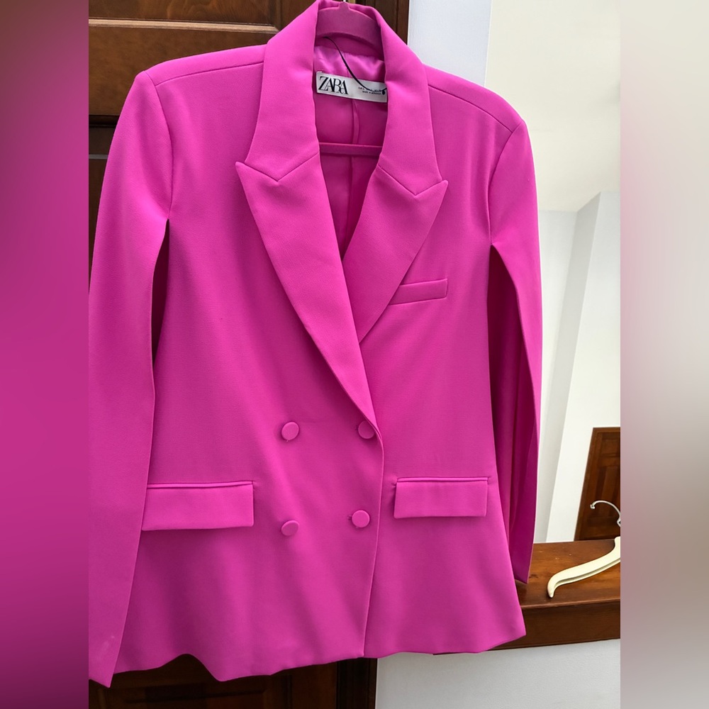 Zara Pocket Cape Blazer Pink